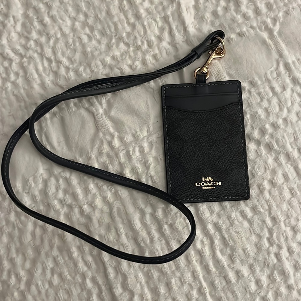 Coach lanyard card holder